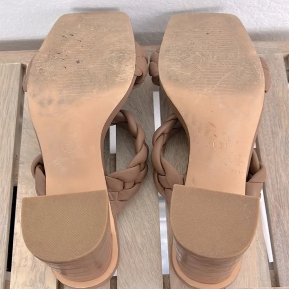 Vintage Syktkm Sandal Womens Shoes 8 Braided Strappy Slip On Brown Preowned - Picture 10 of 10